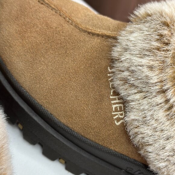 Skechers Indoor/Outdoor Slippers-Size 8.5-Tan/Brown Suede w/Faux Fur lining - Picture 4 of 11